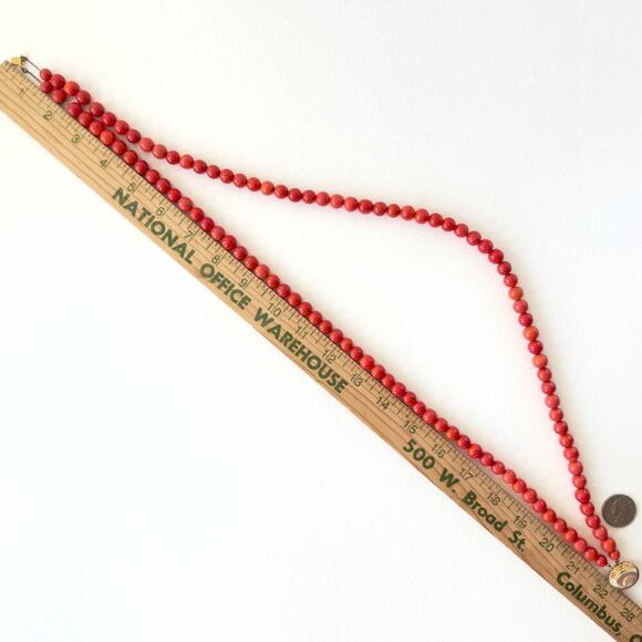 Alice Caviness Coral Glass Bead Double Necklace 22.5" Signed Grandma Vintage - Picture 7 of 9